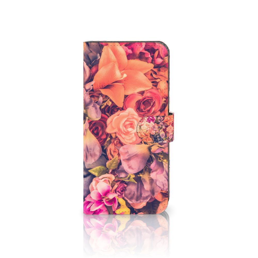 Nokia C12 Hoesje Bosje Bloemen boekhoesje bloemen roze oranje paars vooraanzicht