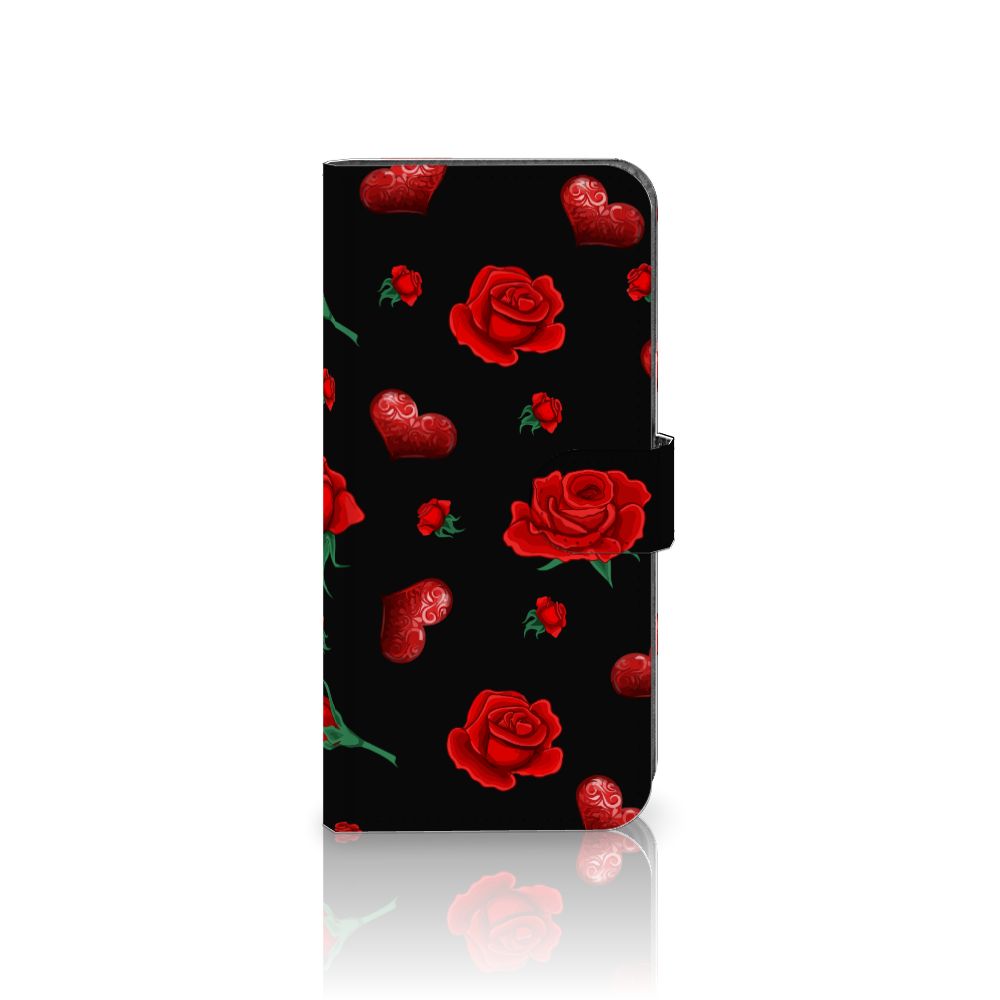 Nokia C12 Leuk Hoesje Valentine bookcase rozen harten voorkant
