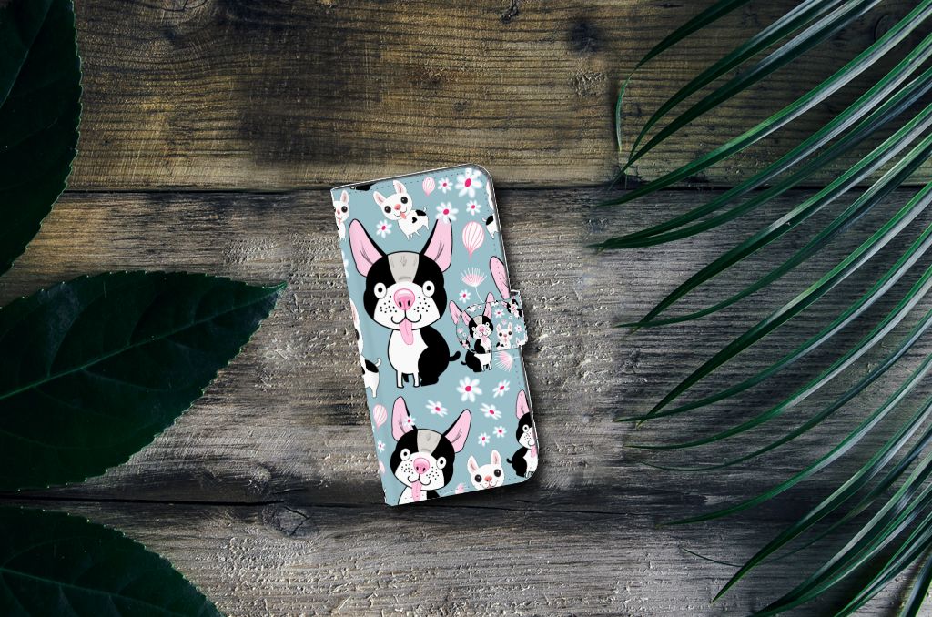 Nokia C12 Telefoonhoesje met Pasjes Hondjes honden cartoon design bovenaanzicht