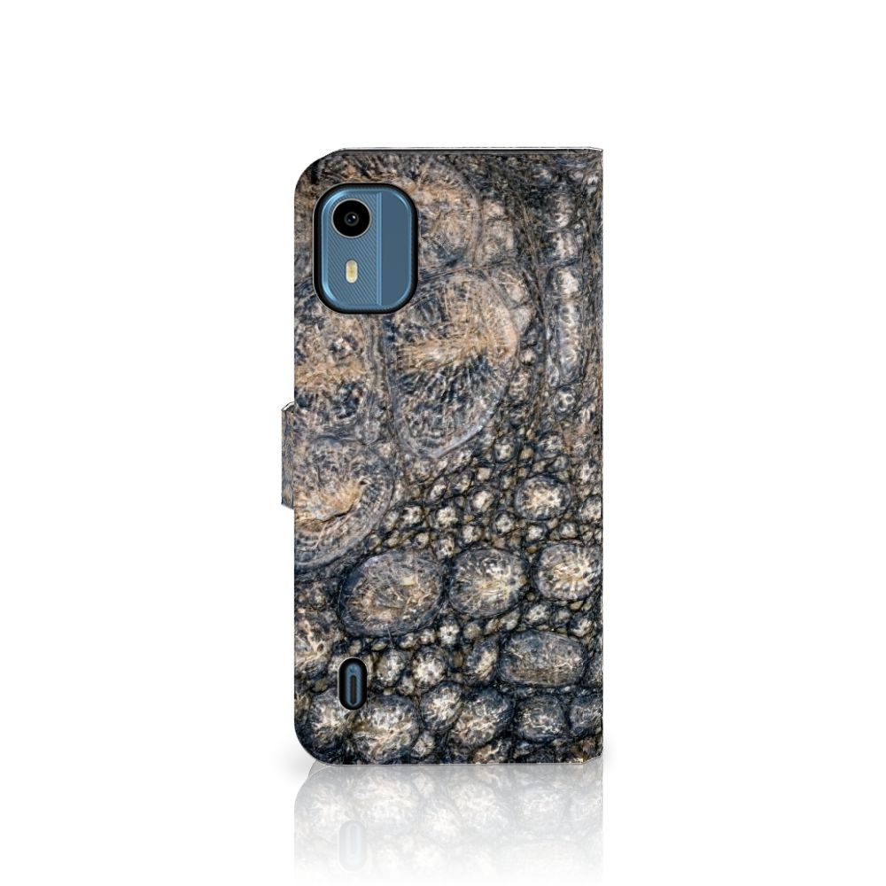 Nokia C12 Telefoonhoesje met Pasjes Krokodillenprint achterkant