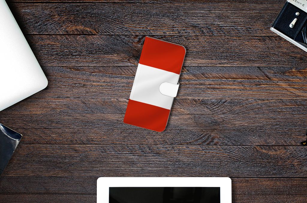 Nokia C32 Bookstyle Case Oostenrijk design vlag aanzicht