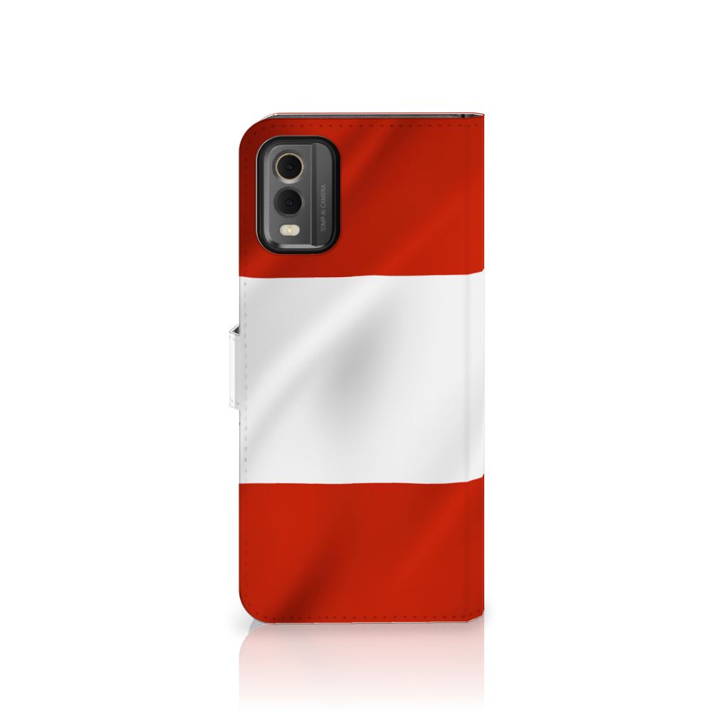 Nokia C32 Bookstyle Case Oostenrijk design vlag red white