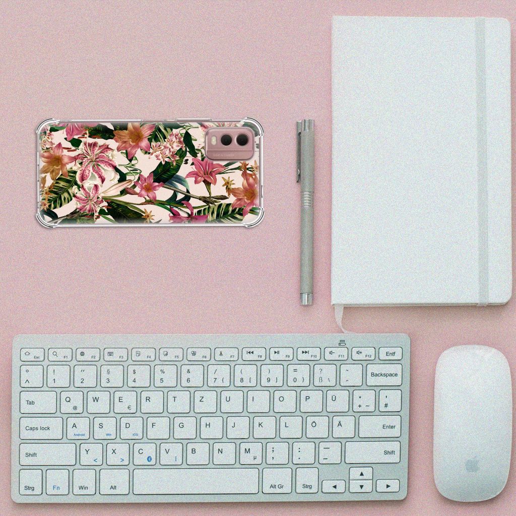 Nokia C32 Case Flowers bloemen ontwerp bovenaanzicht