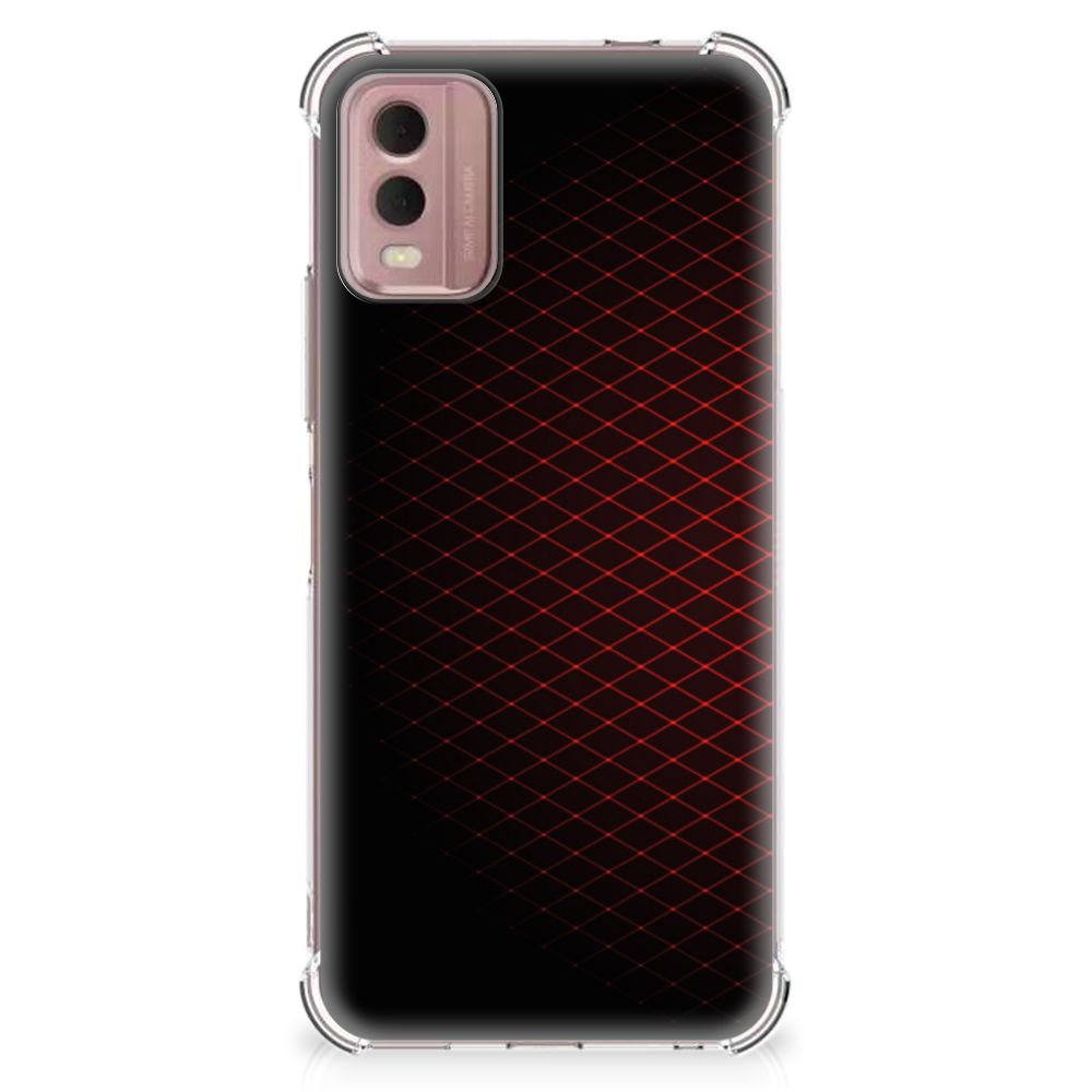 Nokia C32 Doorzichtige Silicone Hoesje Geruit Rood B2C Telecom