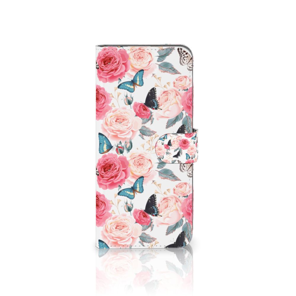 Nokia C32 Hoesje Butterfly Roses telefoonhoesje bloemen vlinders vooraanzicht