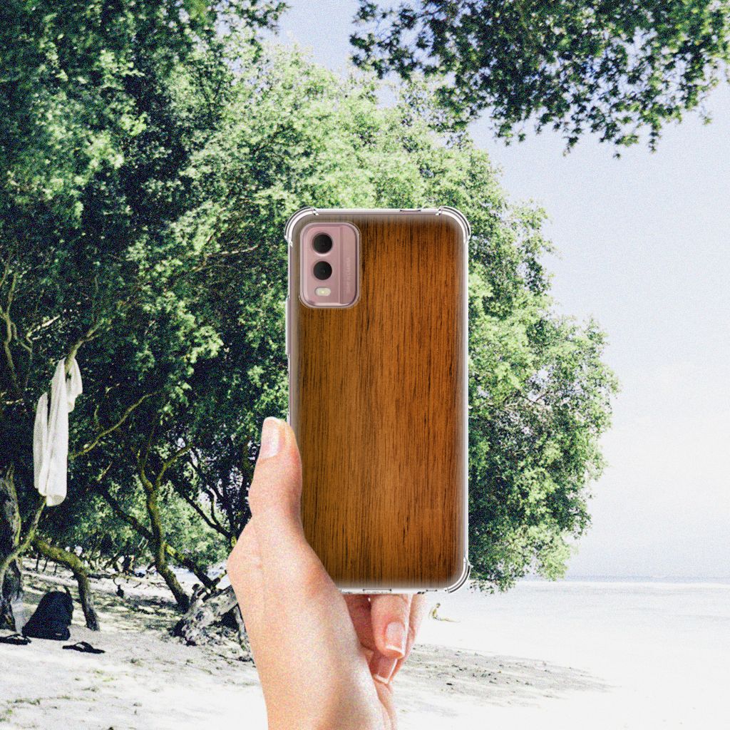 Nokia C32 Stevig Telefoonhoesje Donker Hout B2C Telecom