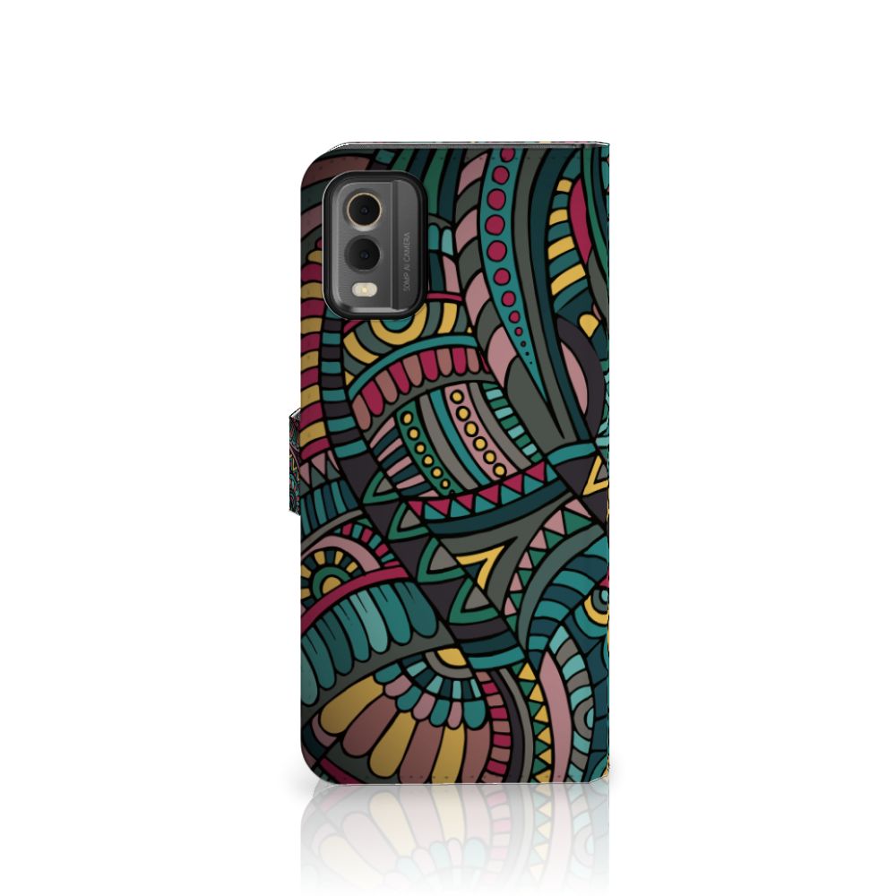 Nokia C32 Telefoon Hoesje Aztec met artistieke print, kleurrijk design, bescherming en gebruiksgemak.