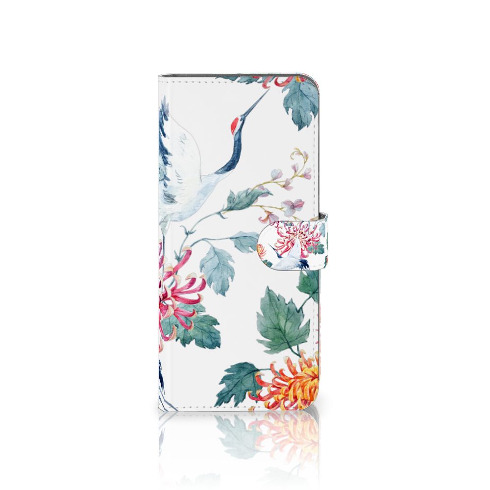 Nokia C32 Telefoonhoesje met Pasjes Bird Flowers boekhoesje aanzicht