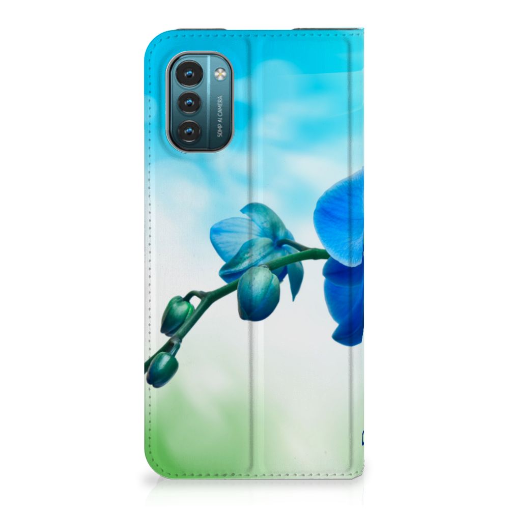 Nokia G11 | G21 Smart Cover Orchidee Blauw design hoesje aanzicht