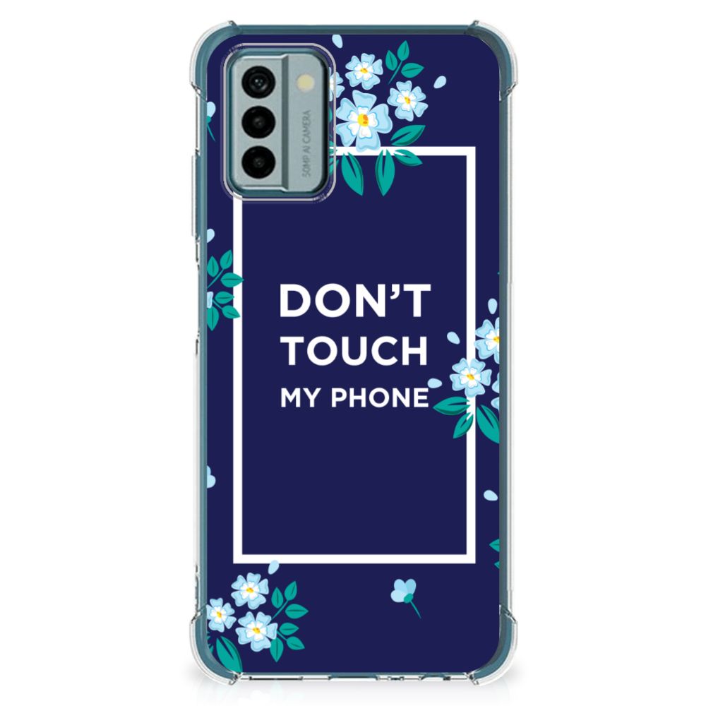 Nokia G22 Anti Shock Case Flowers Blue DTMP voorkant bloemen design