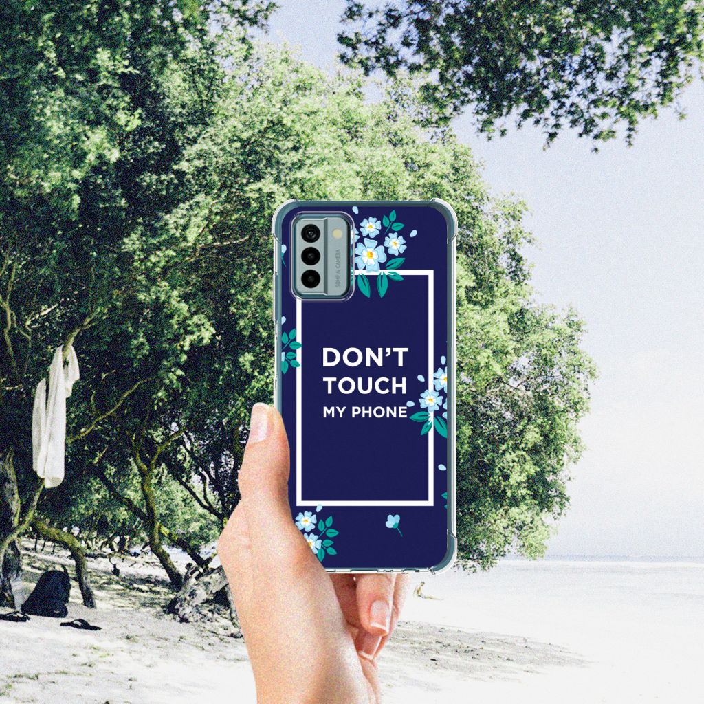 Nokia G22 Anti Shock Case Flowers Blue DTMP hand beach design phone case