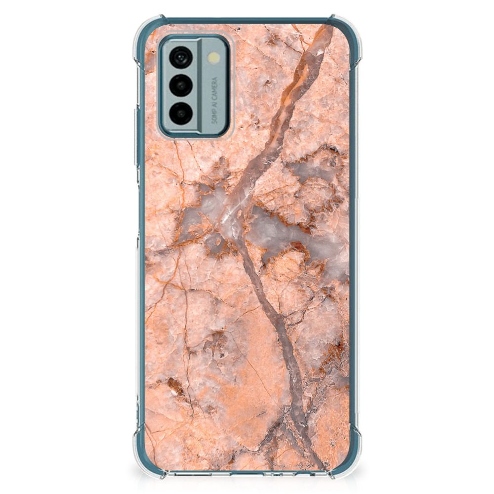 Nokia G22 Anti-Shock Hoesje Marmer Oranje B2C Telecom