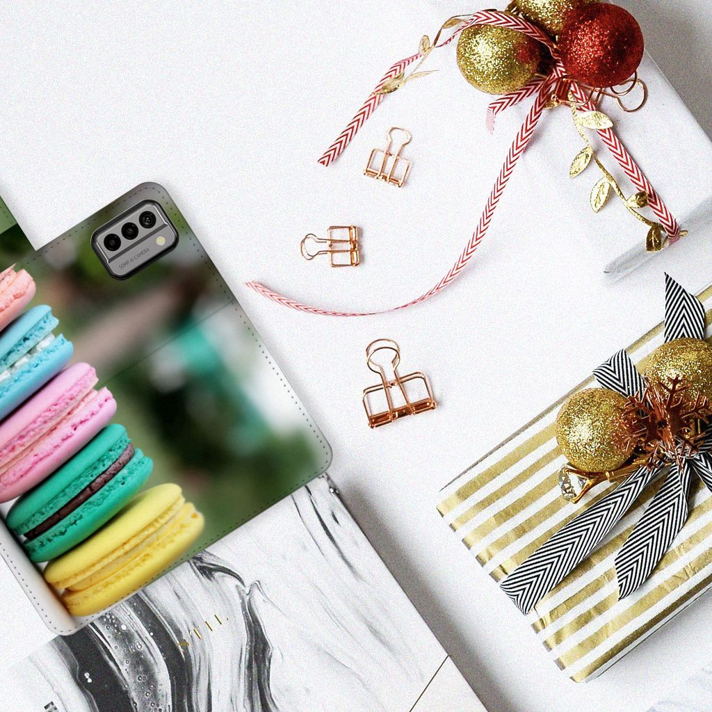 Nokia G22 Book Cover Macarons macarons design bovenaanzicht