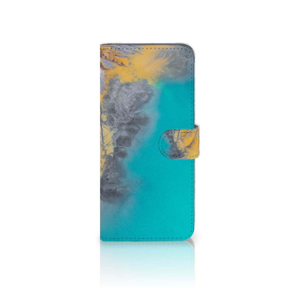 Nokia G22 Bookcase Marble Blue Gold met een stijlvolle marmerlook in blauw en goud, perfect als cadeau 🎁.