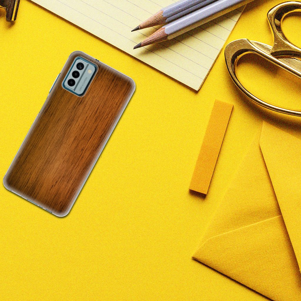 Nokia G22 Bumper Hoesje Donker Hout TPU case design donker hout aanzicht