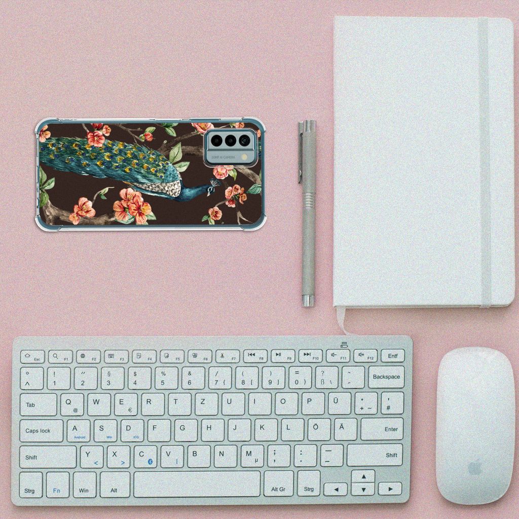 Nokia G22 Case Anti-shock Pauw met Bloemen B2C Telecom