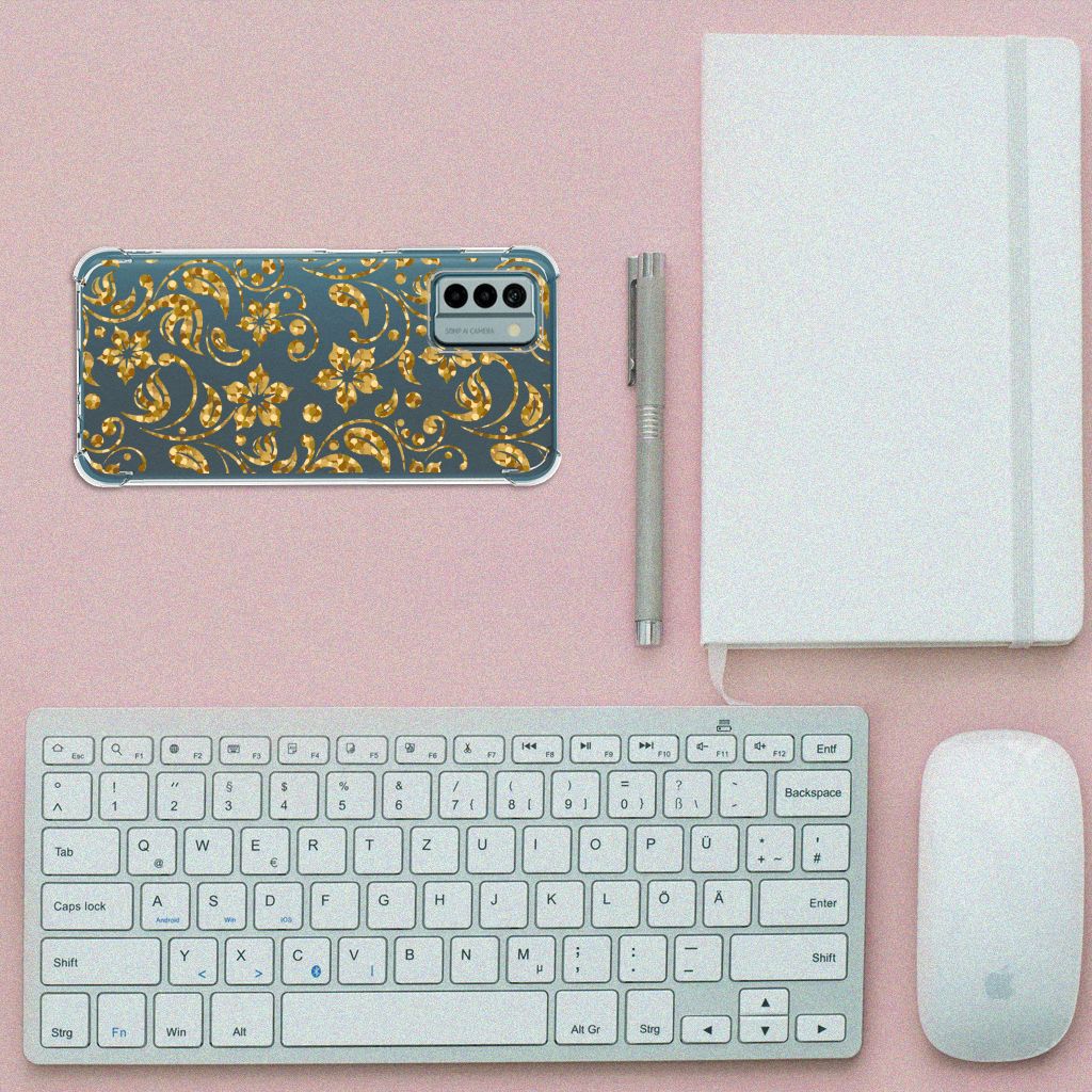 Nokia G22 Case Gouden Bloemen B2C Telecom