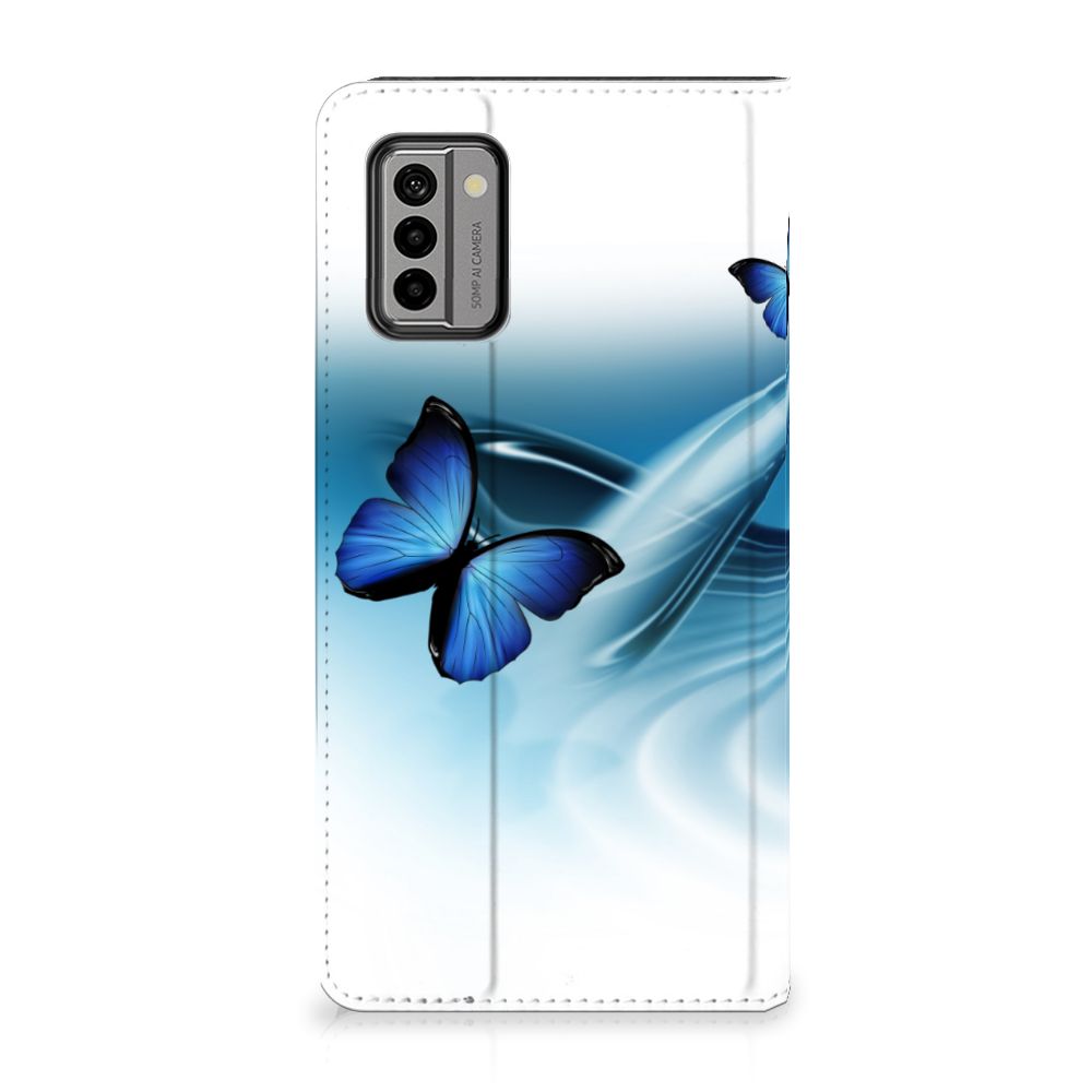 Nokia G22 Hoesje maken Vlinders hoesje blauw vlinders voorkant