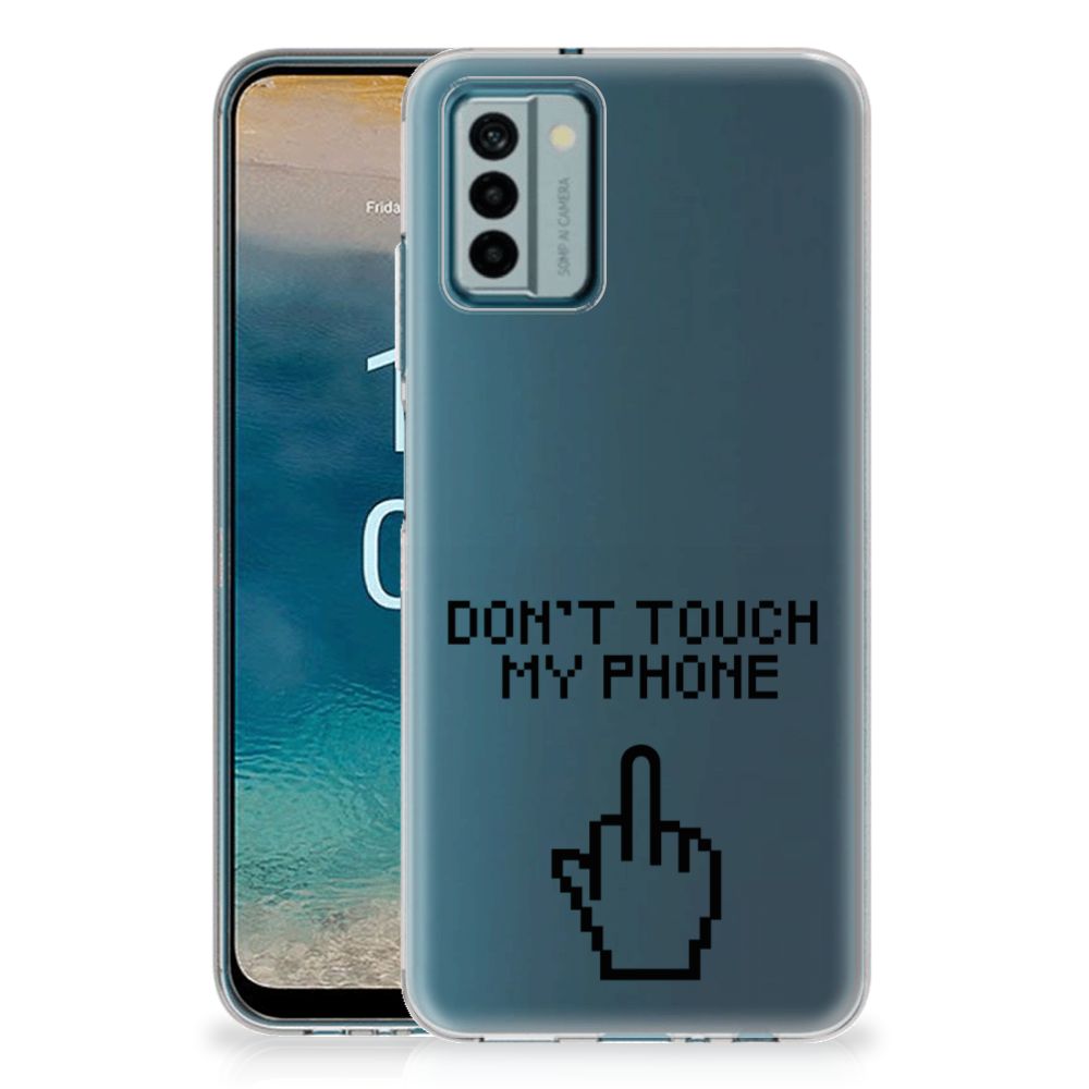 Nokia G22 Silicone-hoesje Finger Don't Touch My Phone achterzijde