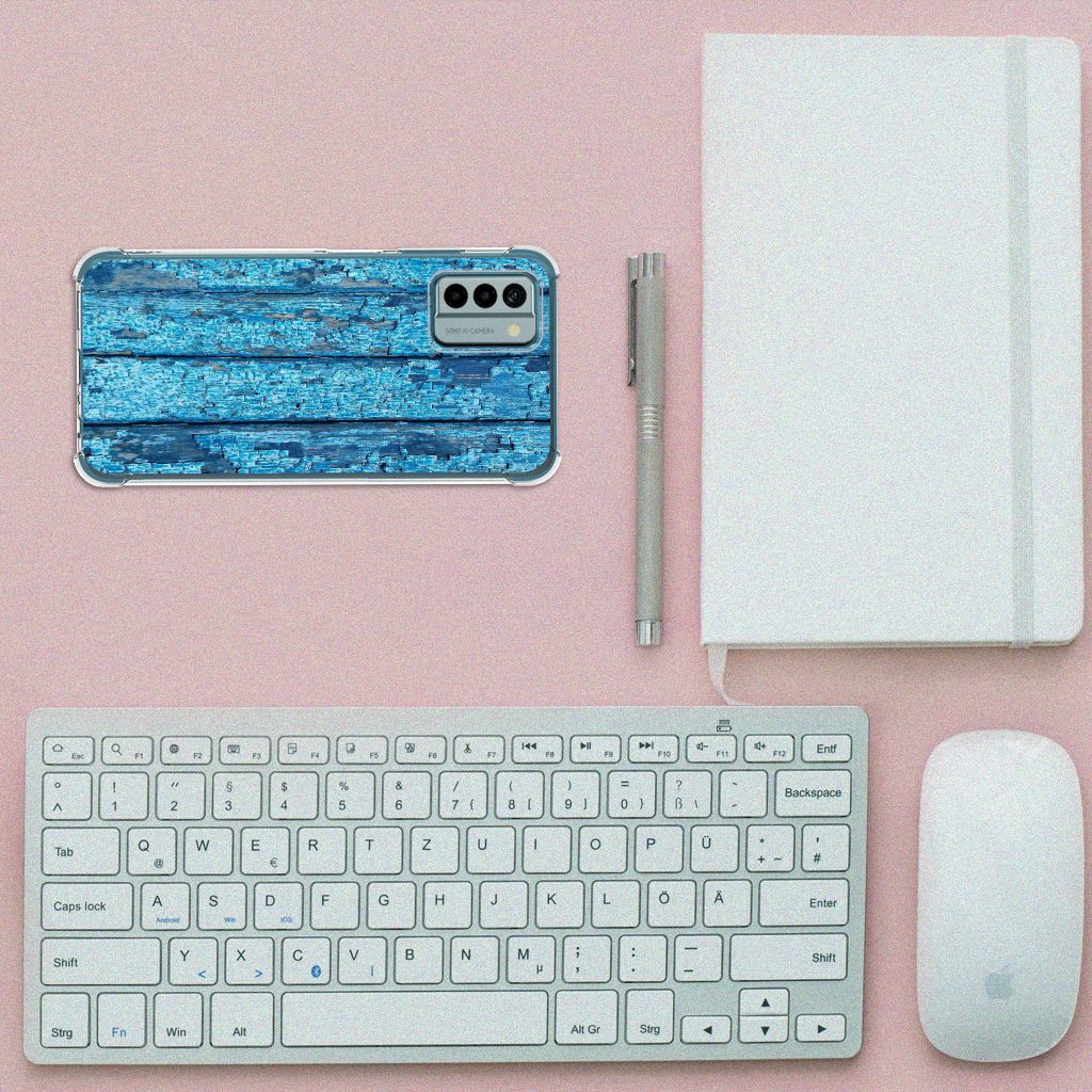 Nokia G22 Stevig Telefoonhoesje Wood Blue B2C Telecom