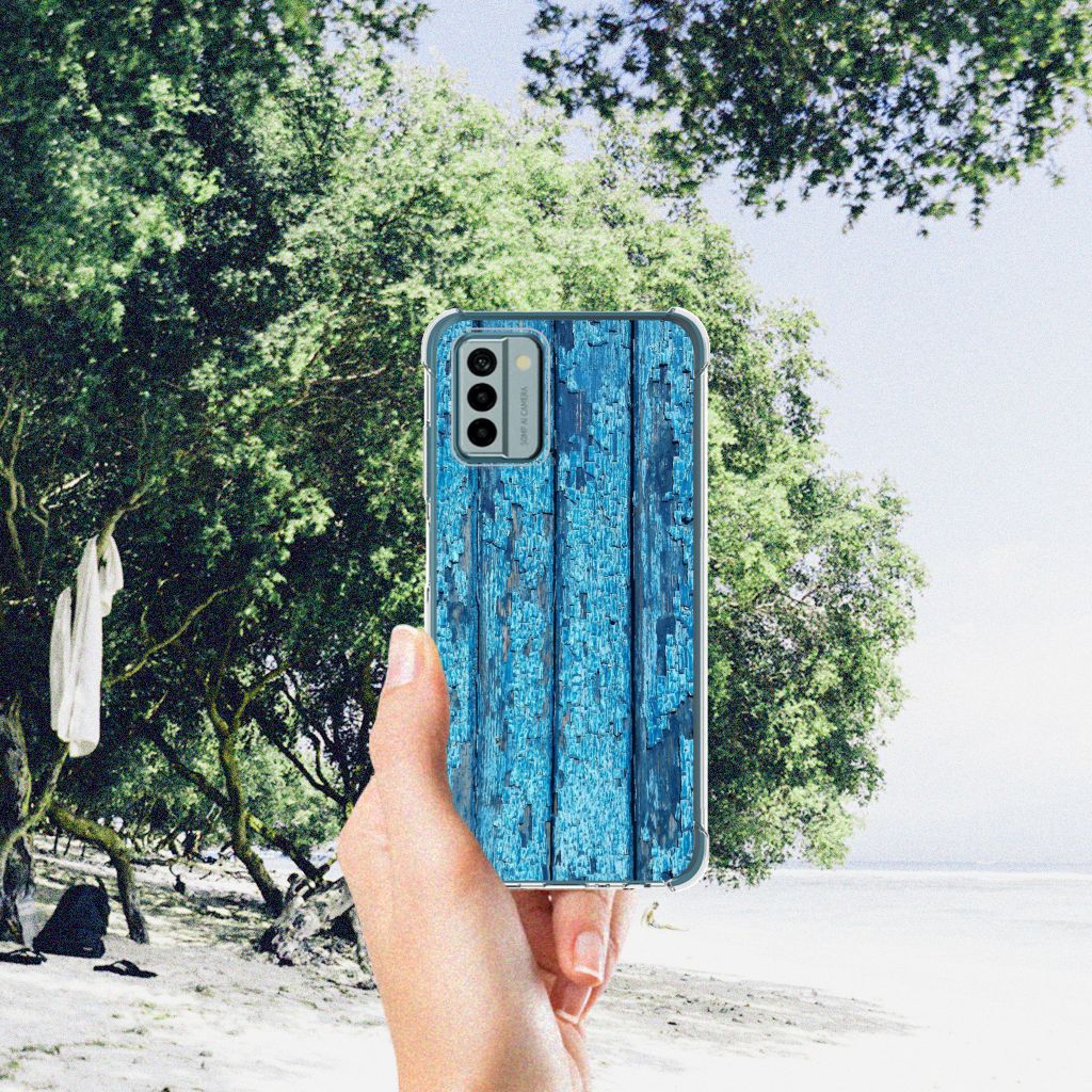 Nokia G22 Stevig Telefoonhoesje Wood Blue B2C Telecom