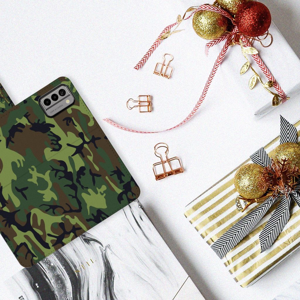Nokia G22 Telefoon Hoesje Army Dark camouflage design aanzicht boven