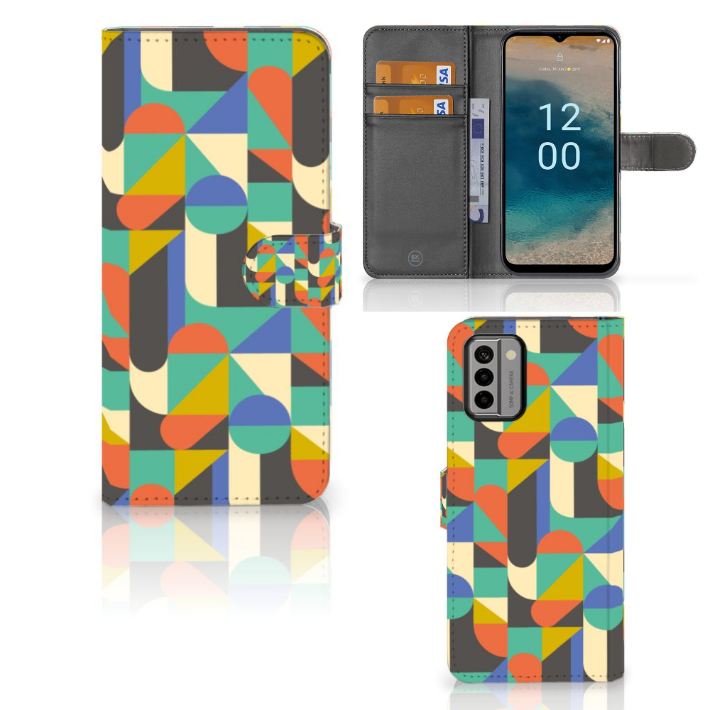 Nokia G22 Telefoon Hoesje Funky Retro telefoonhoesje funky retro voorkant achterkant binnenkant