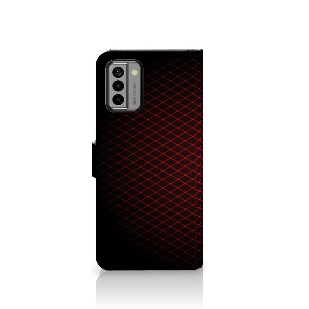 Nokia G22 Telefoon Hoesje Geruit Rood met geometrisch patroon in zwart en rood