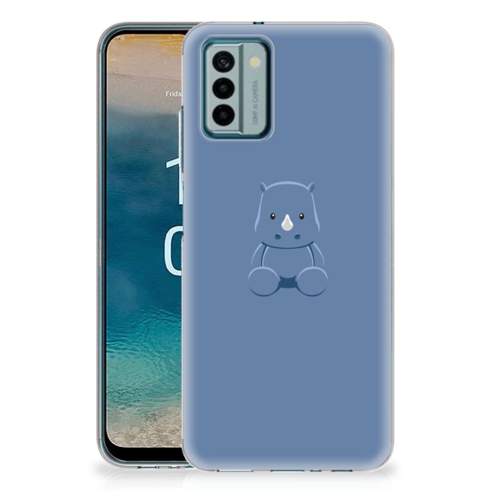 Nokia G22 Telefoonhoesje met Naam Baby Rhino met schattig baby rhino design voor gebruiksgemak en bescherming.