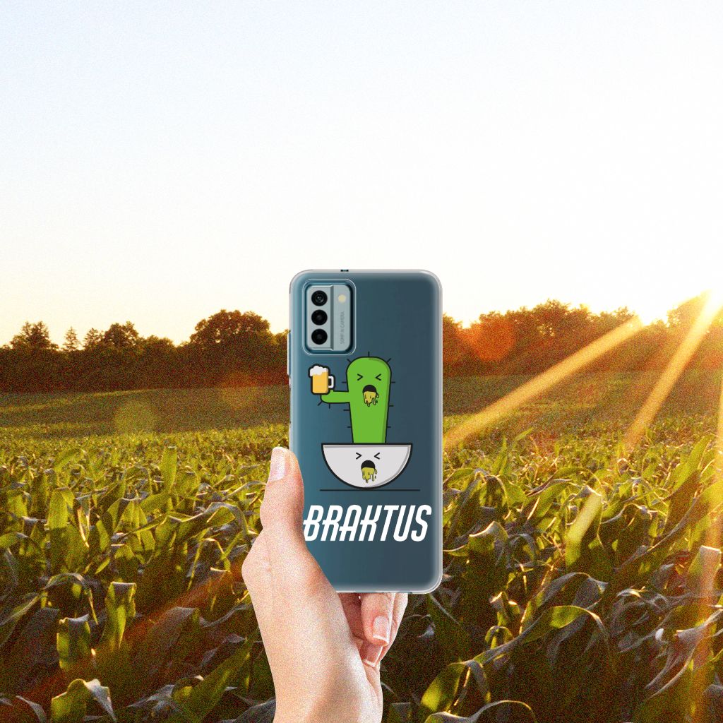 Nokia G22 Telefoonhoesje met Naam Braktus cactusprint hand zonnebloemen aanzicht