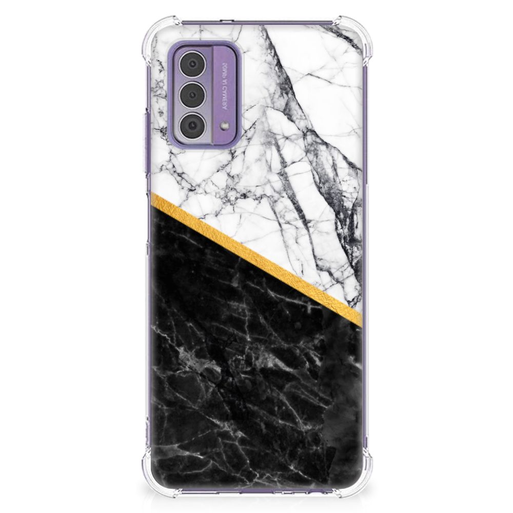 Nokia G42 Anti-Shock Hoesje Marmer Wit Zwart - Origineel Cadeau Man B2C Telecom