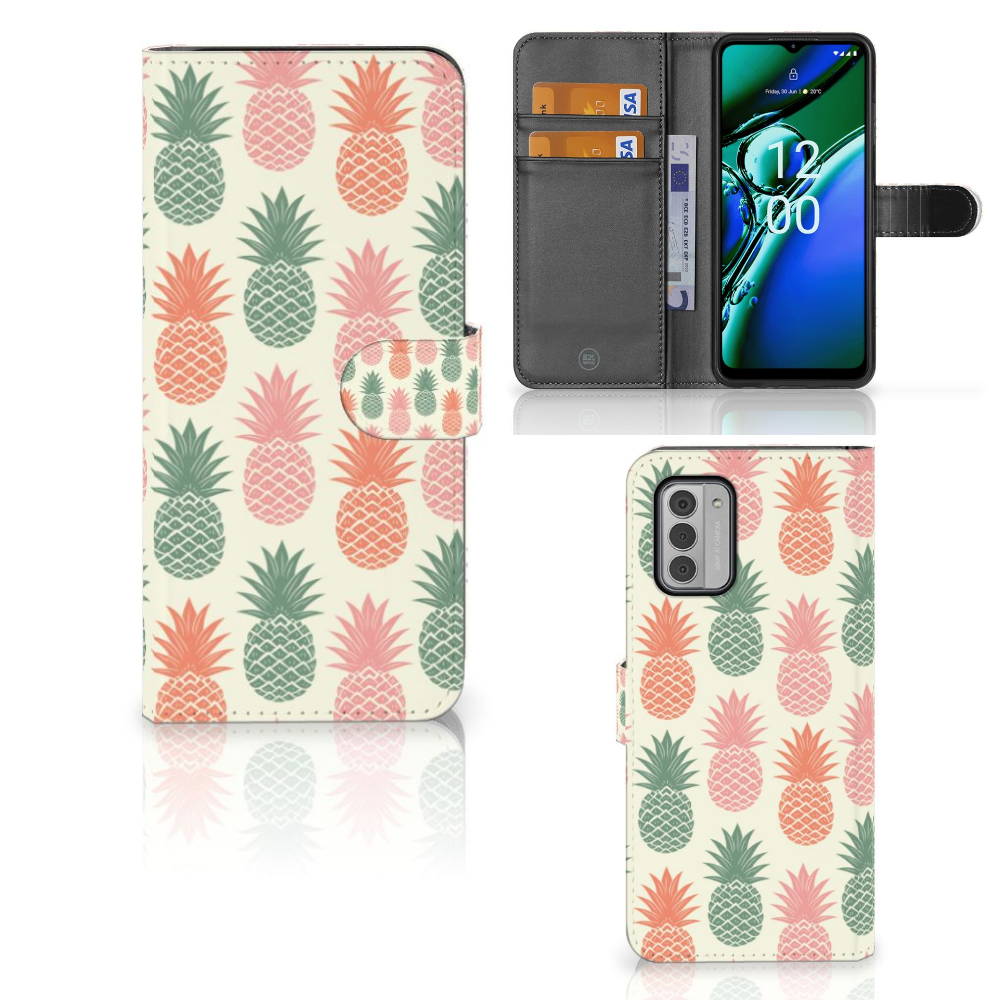 Nokia G42 Book Cover Ananas met kleurrijke ananasdesign, ideaal als cadeau voor gebruiksgemak en bescherming 🍍.
