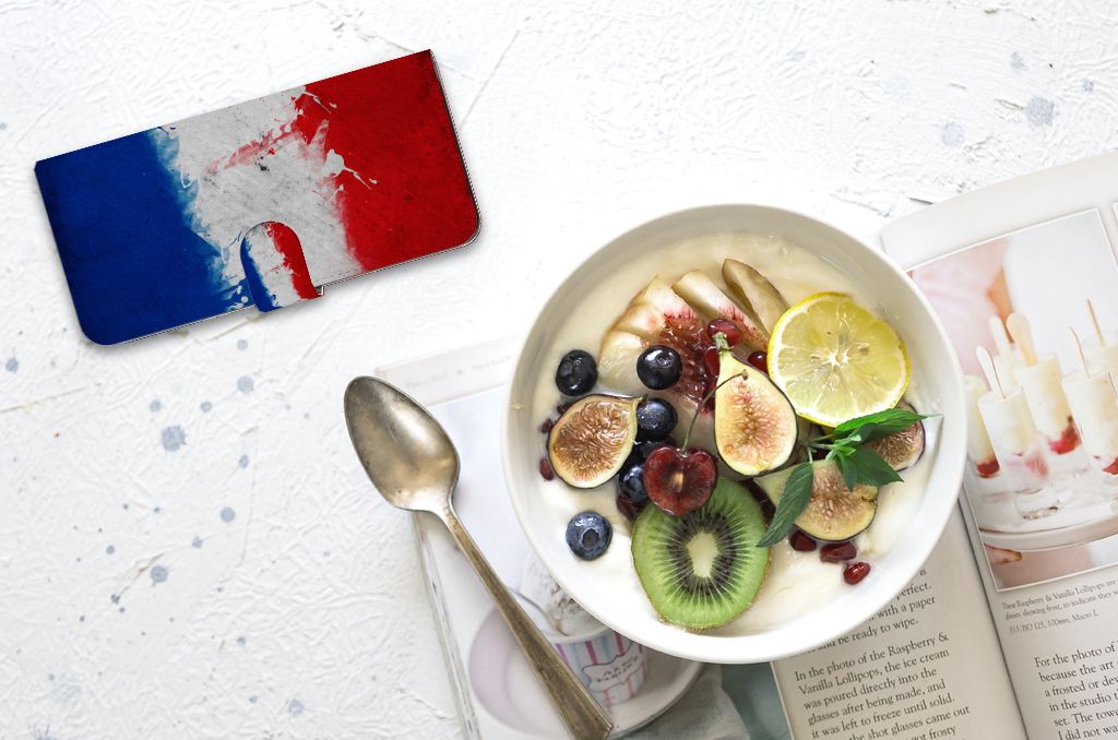 Nokia G42 Bookstyle Case Nederland design Nederlandse vlag aanzicht fruitkom ontbijt