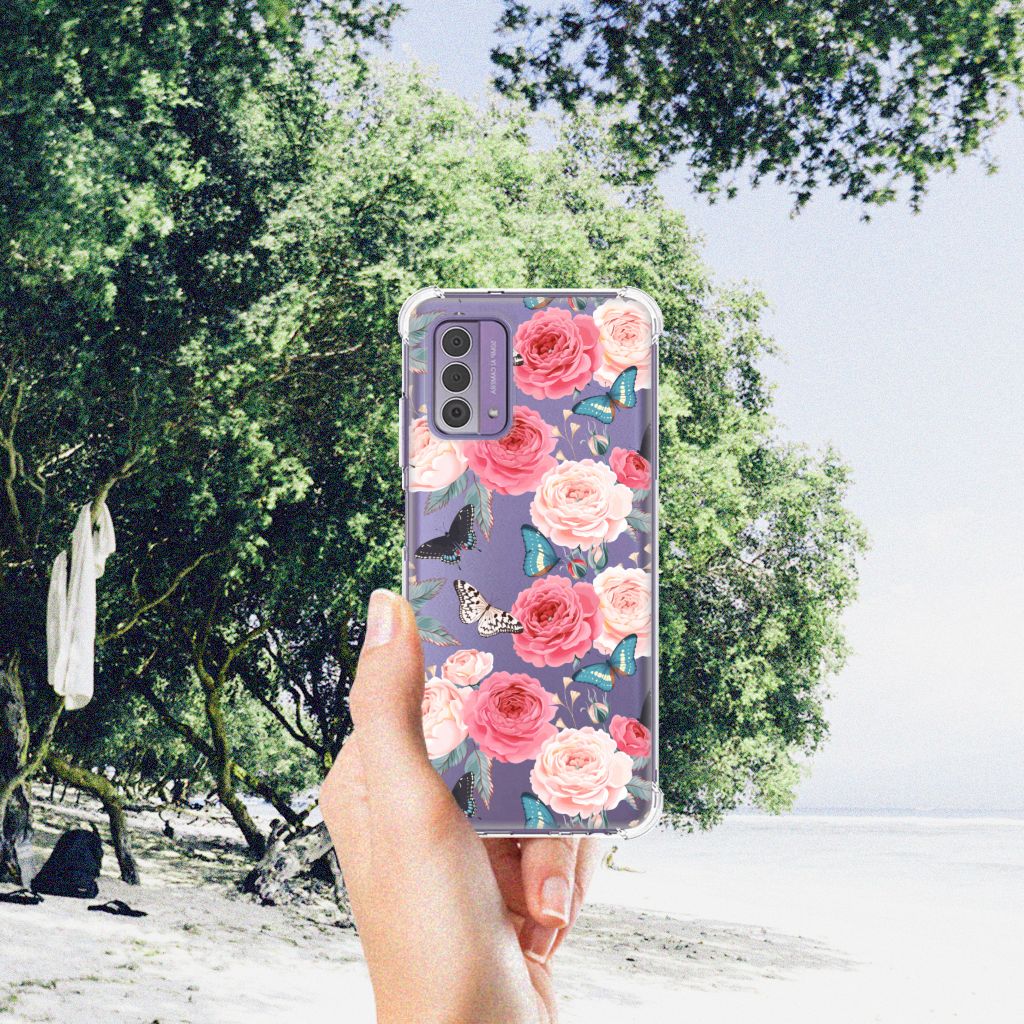 Nokia G42 Case Butterfly Roses telefoonhoesje bloemen design hand strand