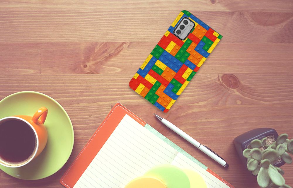 Nokia G42 Hoesje met Magneet Blokken design hoesje bovenaanzicht