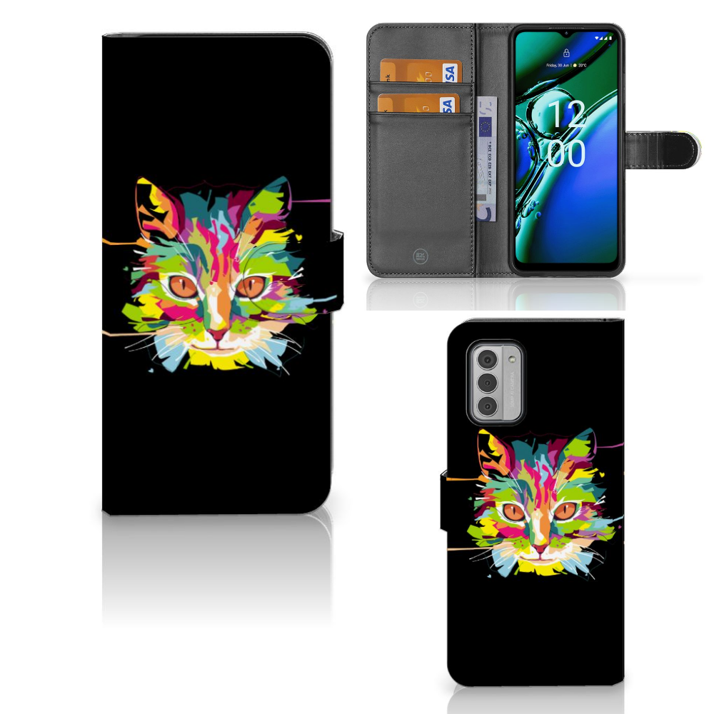 Nokia G42 Leuk Hoesje Cat Color hoesje kat kleuren zwart