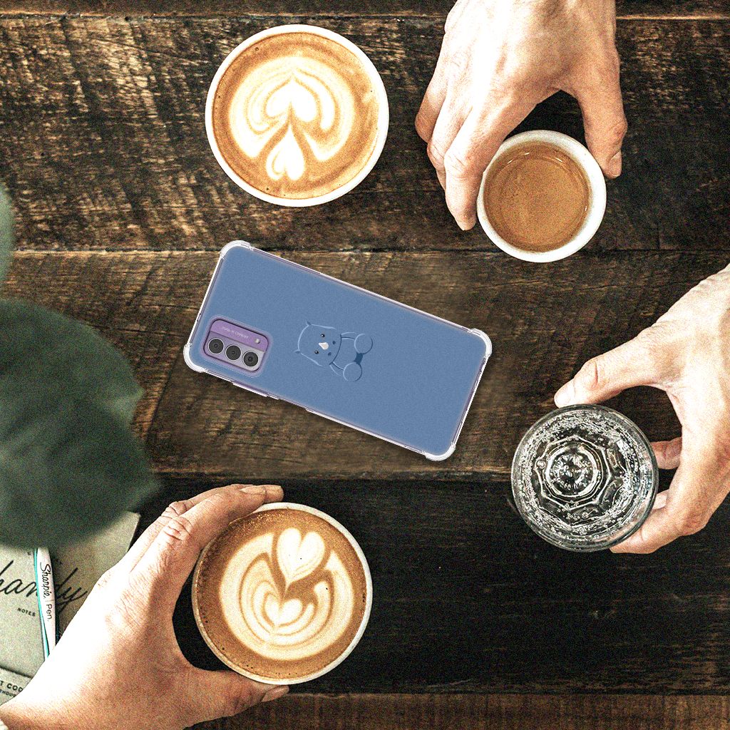 Nokia G42 Stevig Bumper Hoesje Baby Rhino telefoonhoesje design bovenaanzicht koffie