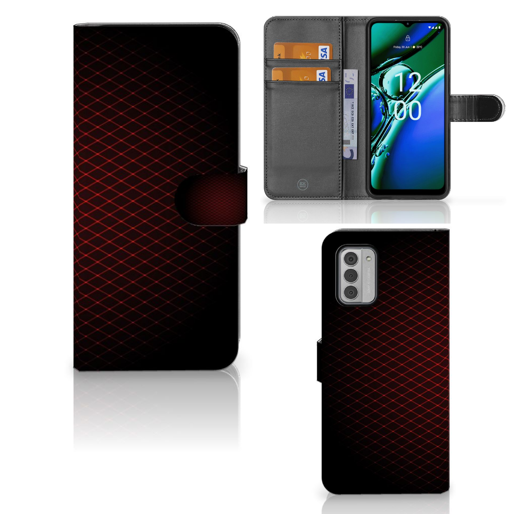 Nokia G42 Telefoon Hoesje Geruit Rood hoesje minimalistisch aanzicht