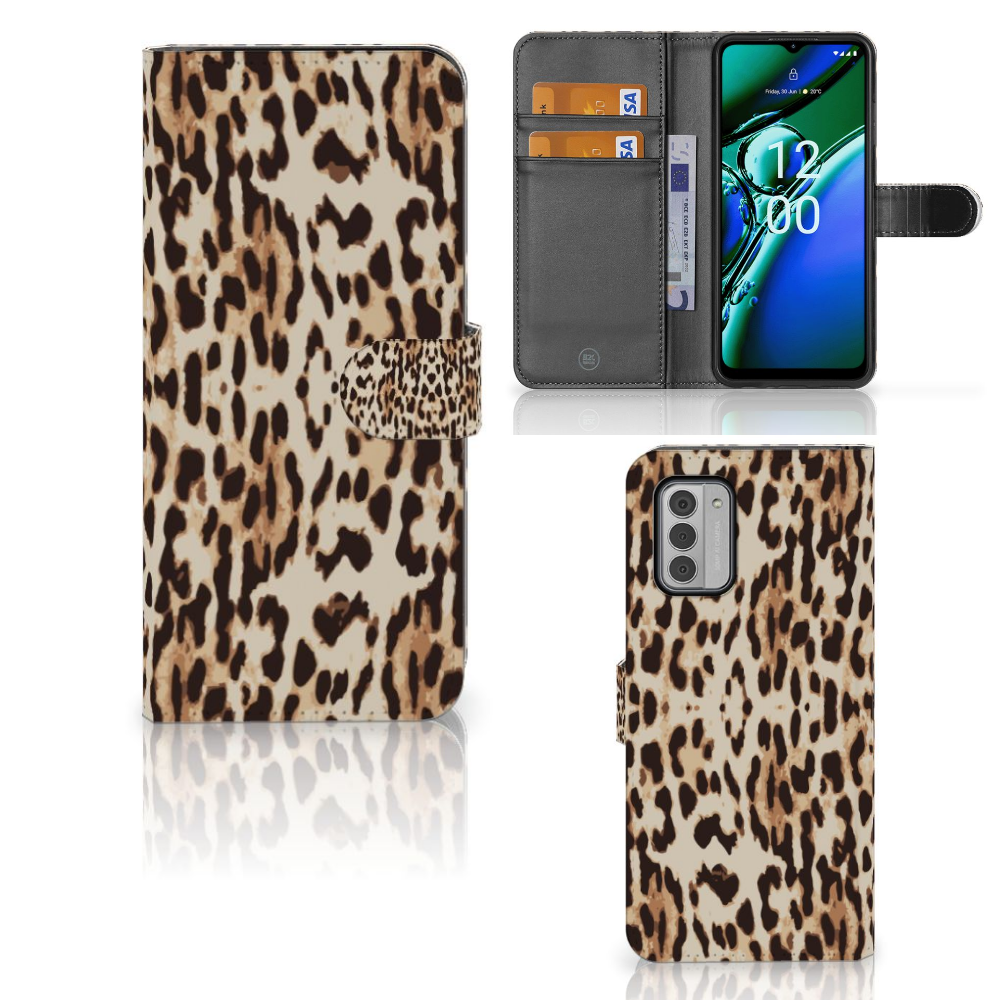 Nokia G42 Telefoonhoesje met Pasjes Leopard telefoonhoesje leopard design overzicht