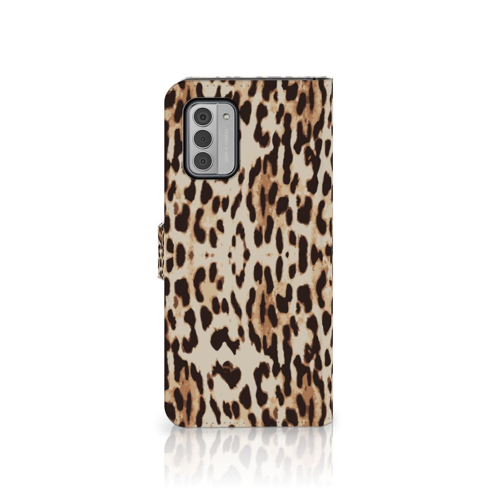 Nokia G42 Telefoonhoesje met Pasjes Leopard telefoonhoesje panterprint aanzicht