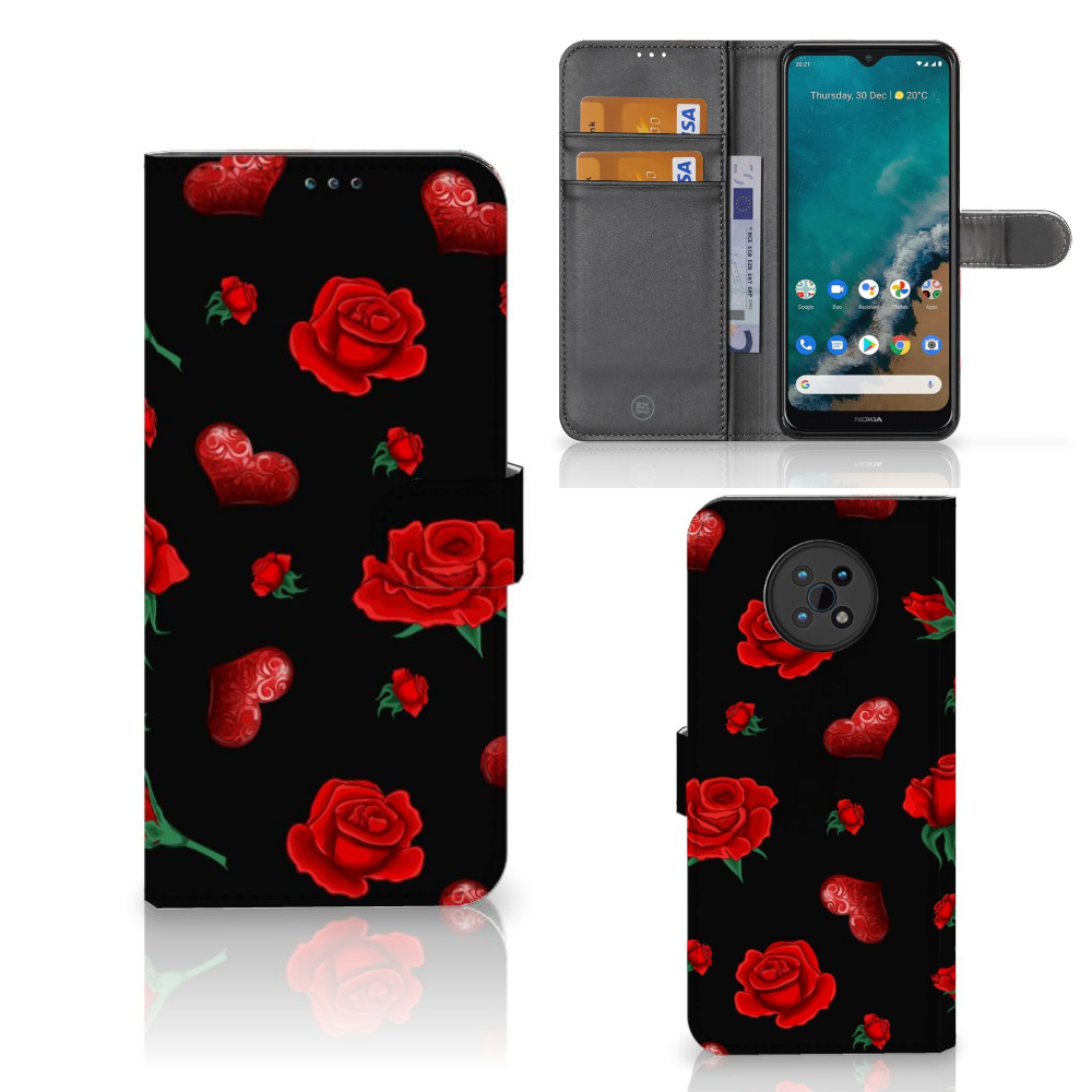 Nokia G50 Leuk Hoesje Valentine bookcase hoorn design voorkant