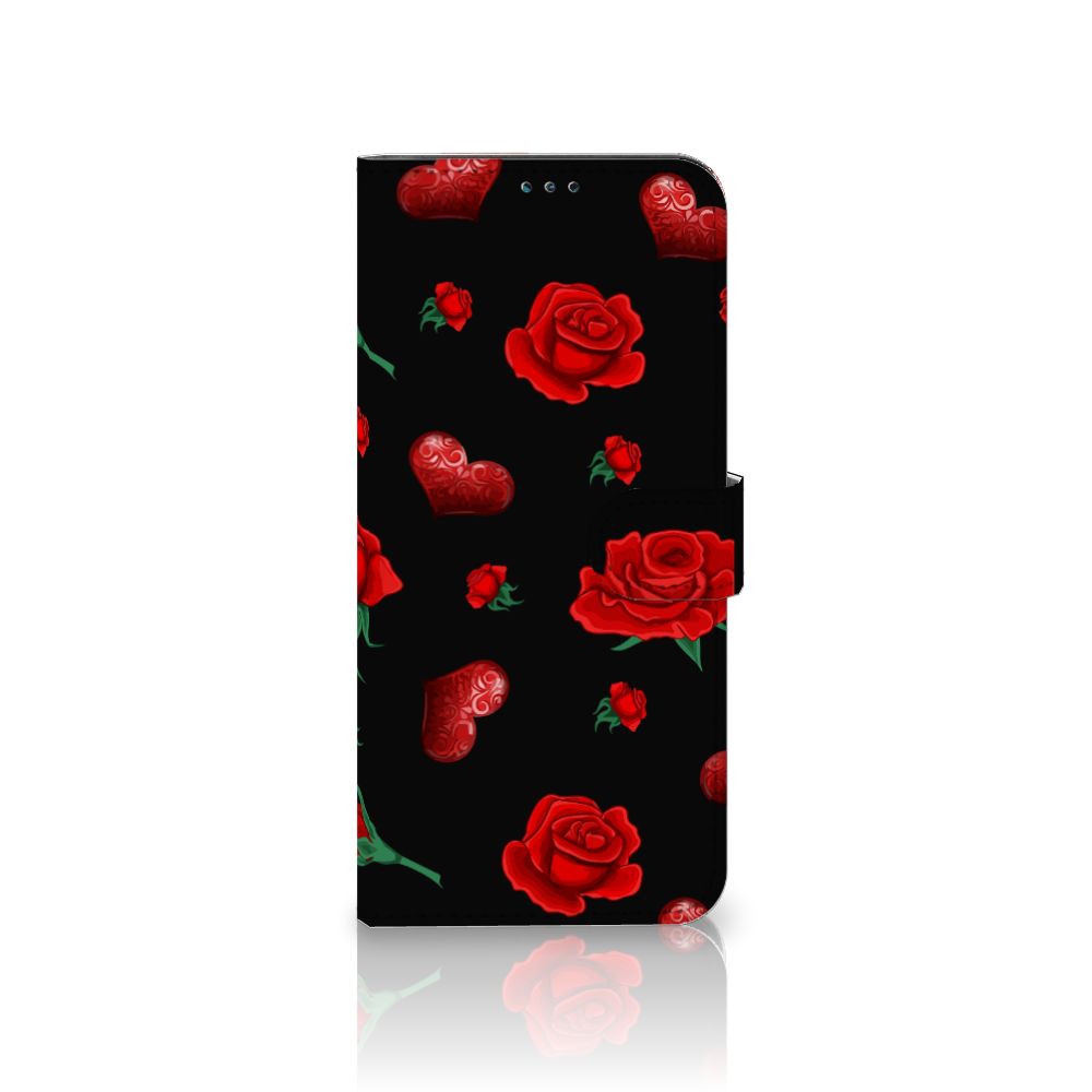 Nokia G50 Leuk Hoesje Valentine bookcase design rozen hartjes aanzicht