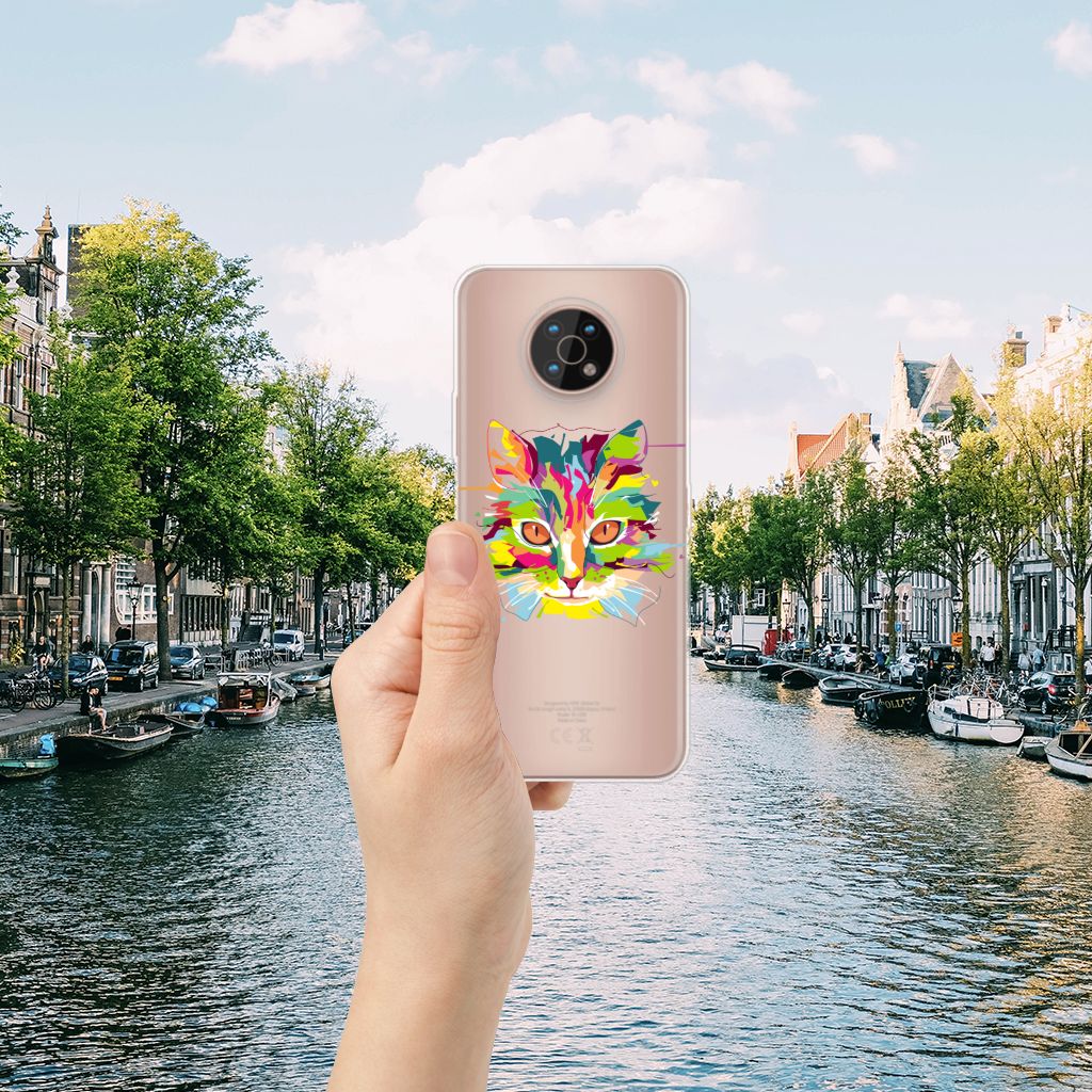 Nokia G50 Telefoonhoesje met Naam Cat Color Cat Color ontwerp achterkant