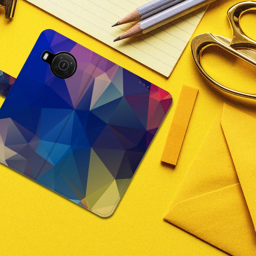 Nokia X10 | Nokia X20 Book Case Polygon Dark design abstract voorkant