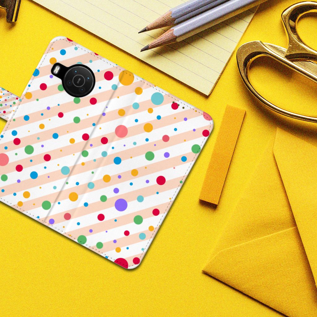Nokia X10 | Nokia X20 Telefoon Hoesje Dots design Dots aanzicht
