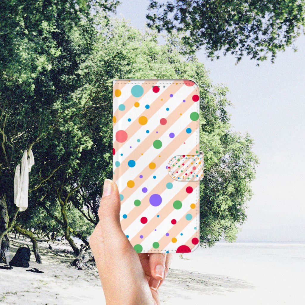 Nokia X10 | Nokia X20 Telefoon Hoesje Dots boekhoesje design Dots aanzicht