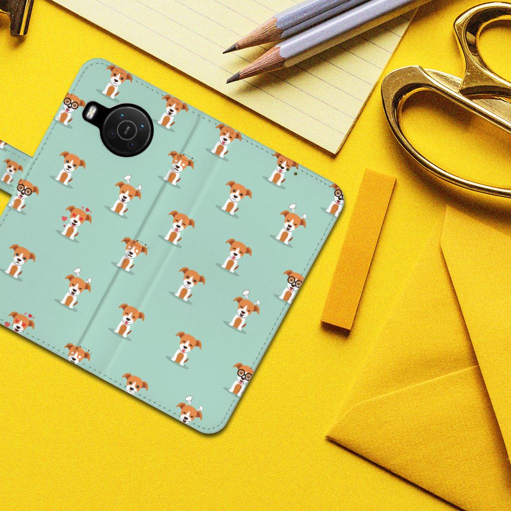 Nokia X10 | Nokia X20 Telefoonhoesje met Pasjes Pups design honden aanzicht