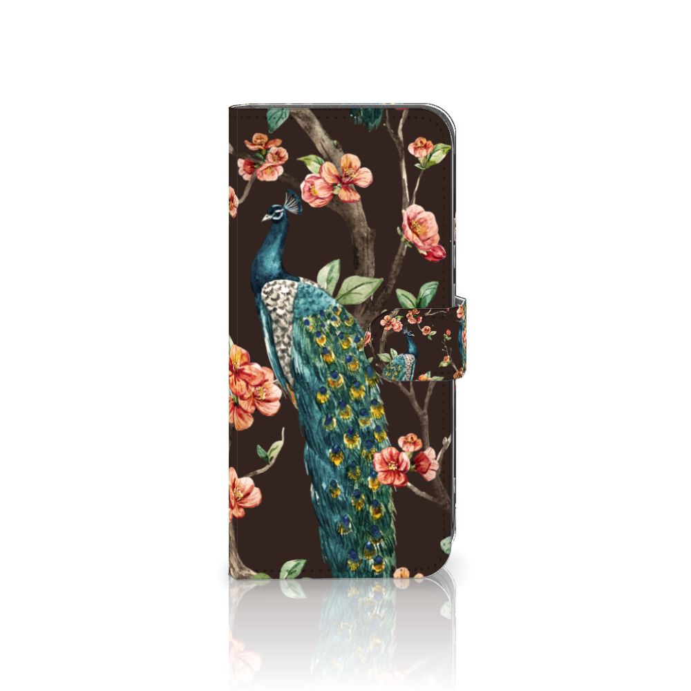Nokia X30 Telefoonhoesje met Pasjes Pauw met Bloemen