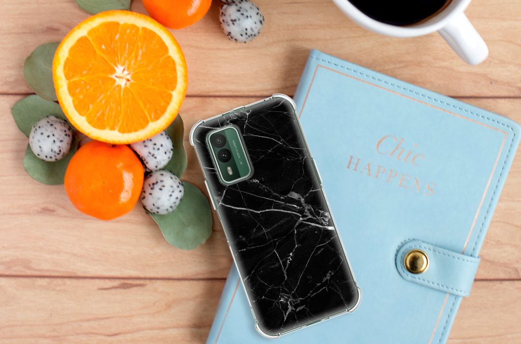 Nokia XR21 Anti-Shock Hoesje Marmer Zwart - Origineel Cadeau Vader B2C Telecom