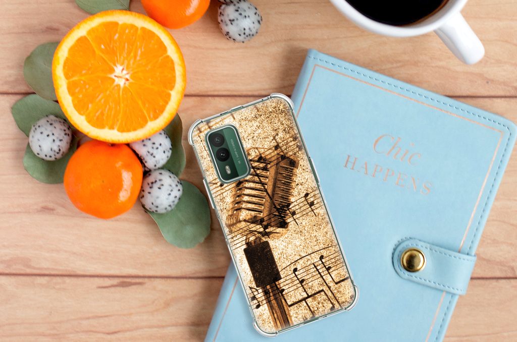 Nokia XR21 Anti-shock Hoesje met foto Bladmuziek design bovenaanzicht